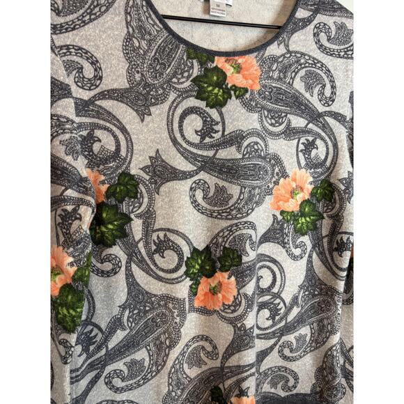 Investments Cashmere Paisley Sweater Top Medium - Picture 3 of 7